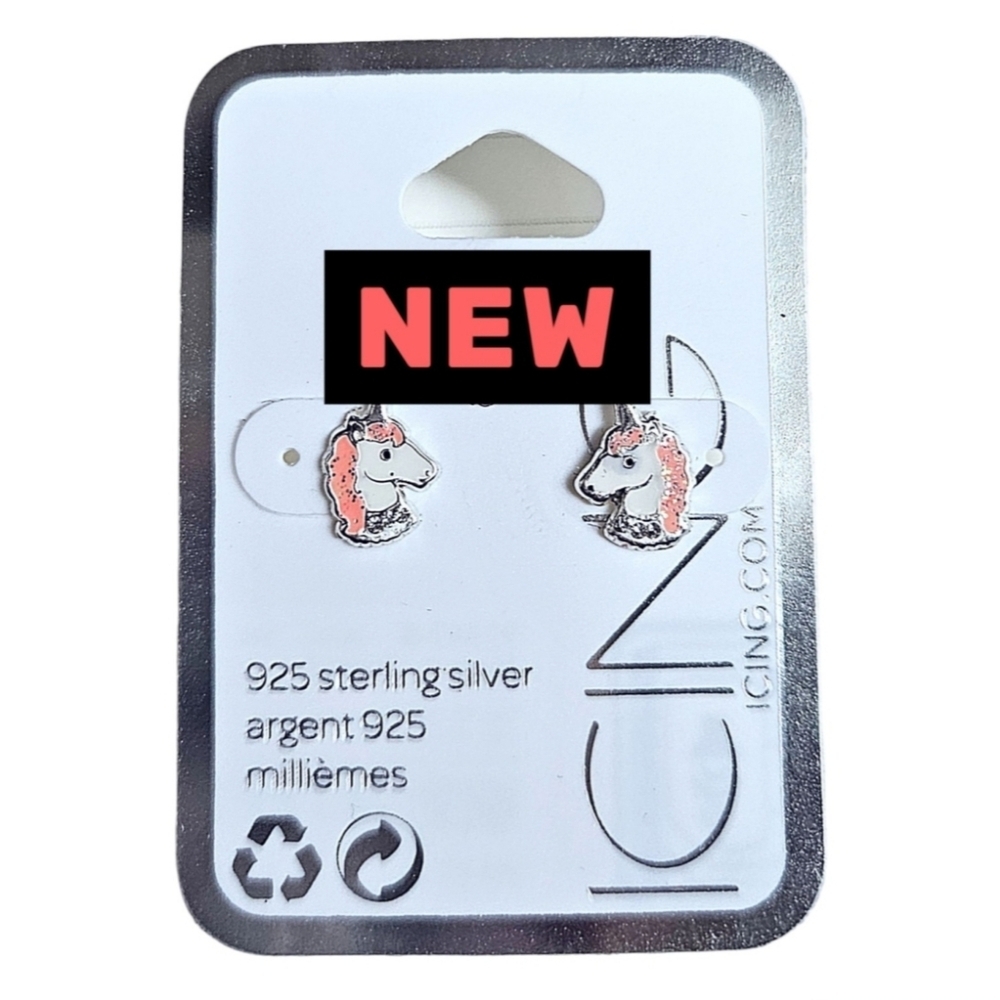 3 FOR $30! NEW Icing 925 Sterling Silver Unicorn Earrings